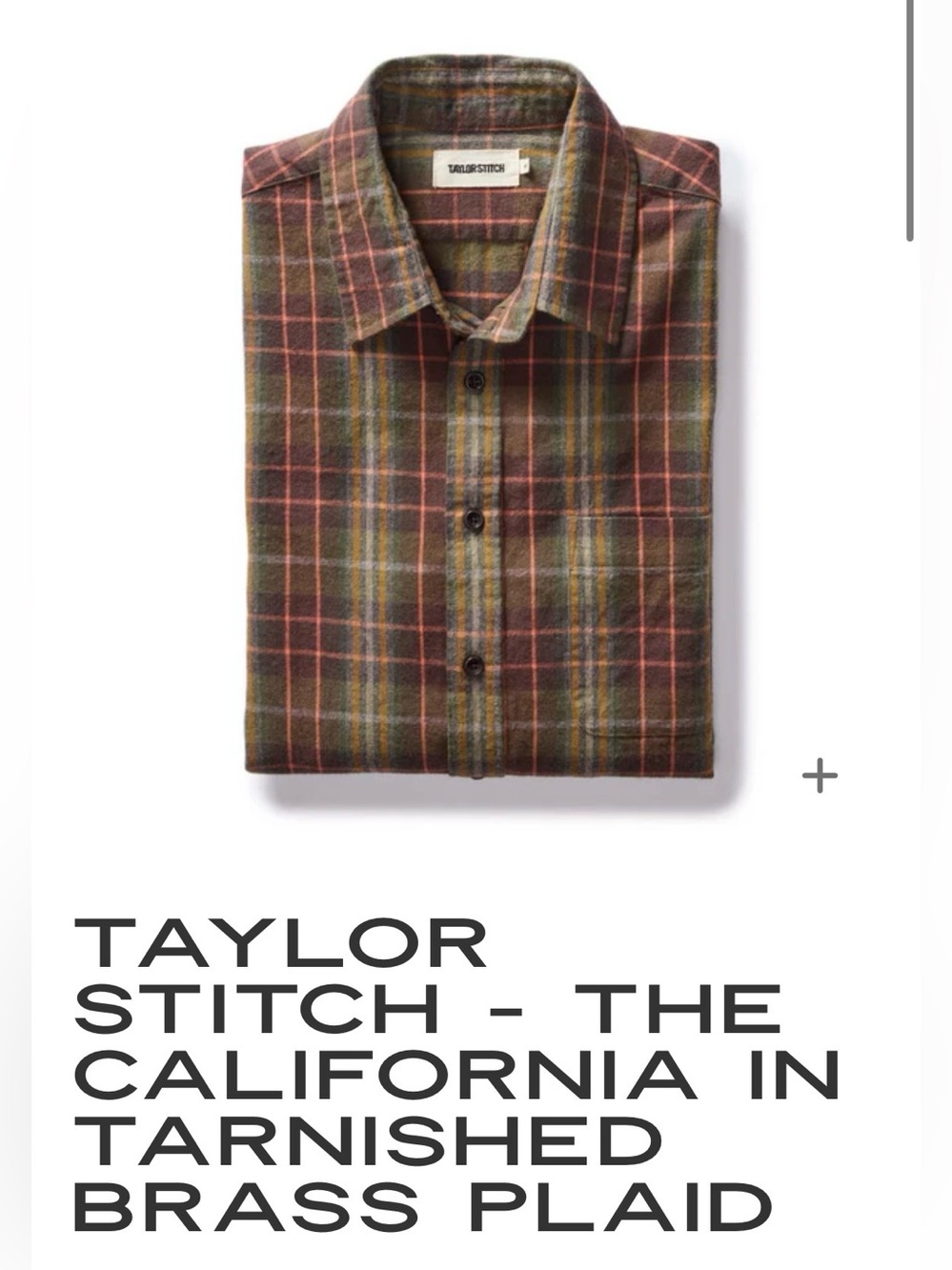 Taylor Stitch Tarnished Brass Plaid Button-Down Shirt